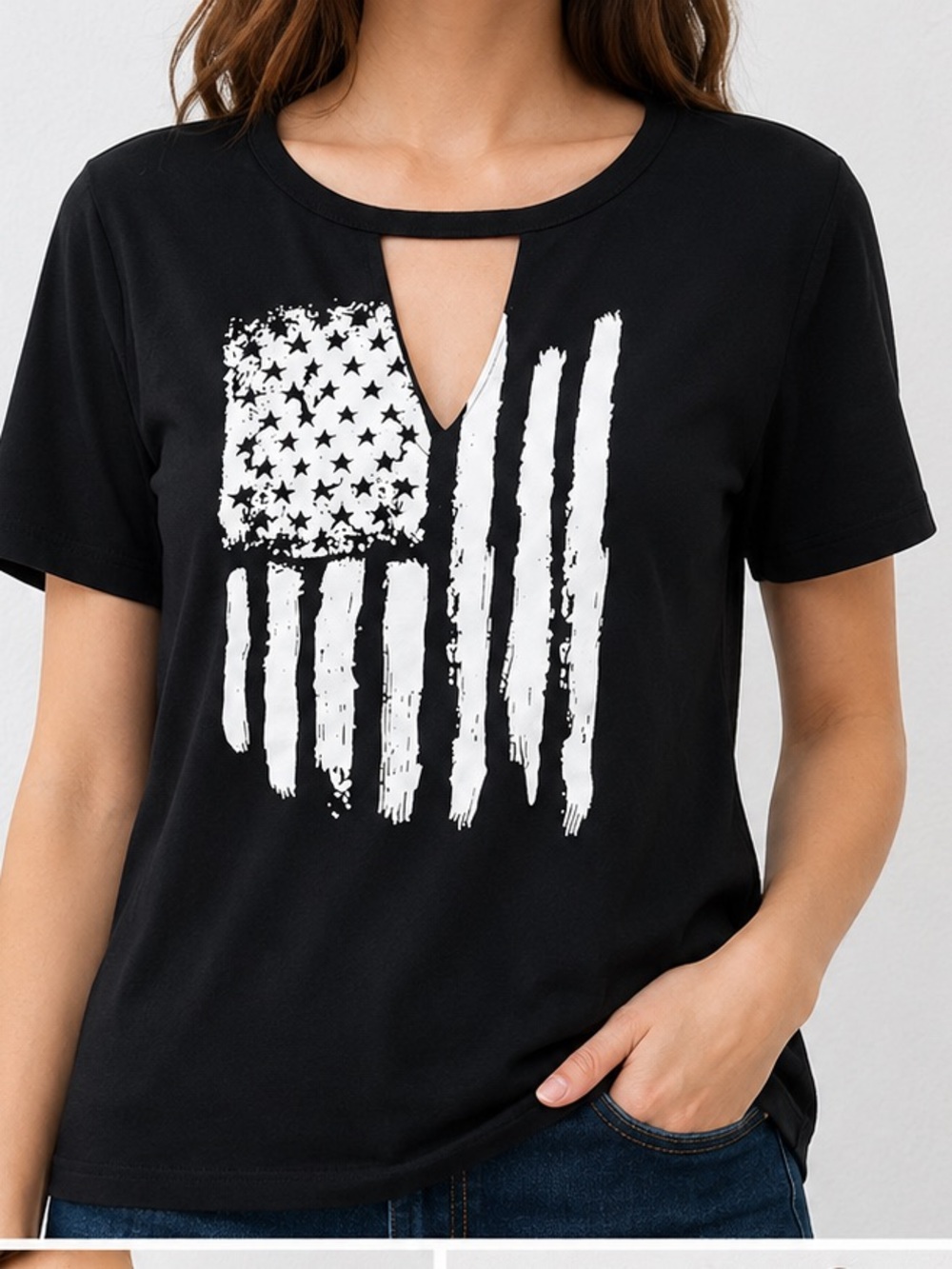 Amazon Black Short Sleeve Tee & Patriotic tee L